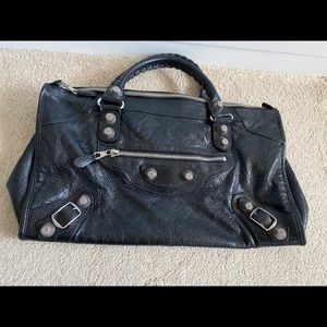 Black balenciaga work with giant hardware